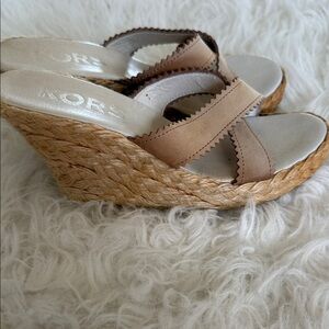 MICHAEL Michael Kors Tan Espadrille Wedge Slide Sandals